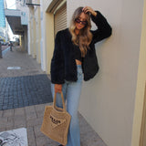 Cascade Rabbit Fur Jacket in Onyx - Mode & Affaire