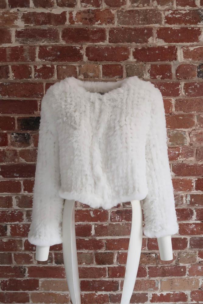 Macie Faux Jacket Long Sleeve in Snow - Mode & Affaire