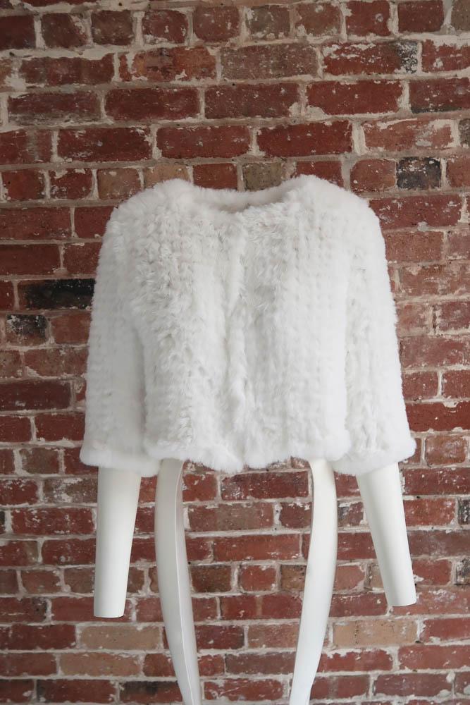 Macie Faux 3/4 Jacket in Snow - Mode & Affaire