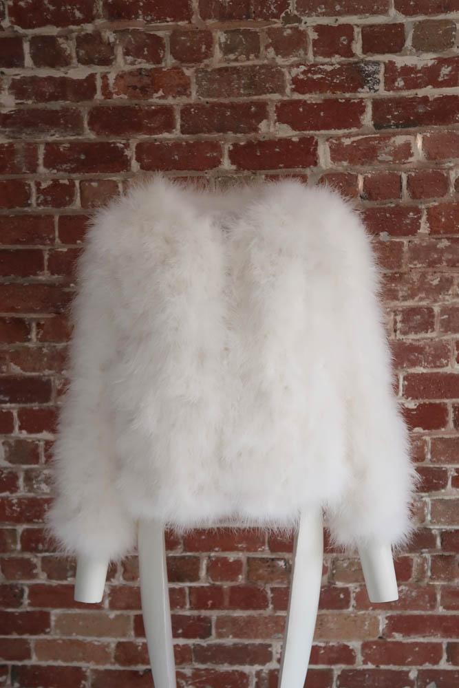 Saville Marabou Jacket in Snow - Mode & Affaire