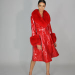London Patent Coat in Ruby - Mode & Affaire