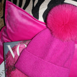 Angora Cashmere Beanie Shocking Pink