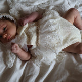 Ellie Newborn Romper & Bonnet in Vanilla