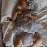 Ellie Newborn Romper & Bonnet in Dove