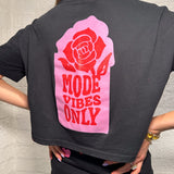 Mode Vibes Only Cropped Tee Black - Mode & Affaire