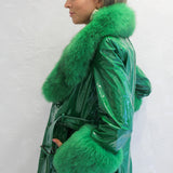 London Patent Coat in Jade