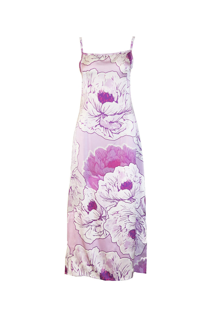 Lilac Dreams Long Silk Slip Dress - Mode & Affaire