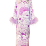 Lilac Dreams Long Sleeve Maxi Dress with Feather Cuffs - Mode & Affaire