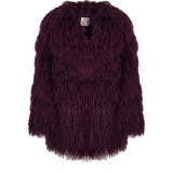Louvre Mongolian Fur Coat in Merlot