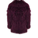 Louvre Mongolian Fur Coat in Merlot