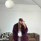 Louvre Mongolian Fur Coat in Merlot