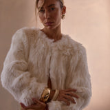 Laci White Fur Jacket in Snow