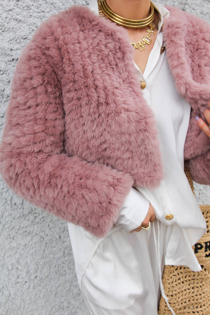 Macie Faux Jacket in Dusty Pink - Mode & Affaire