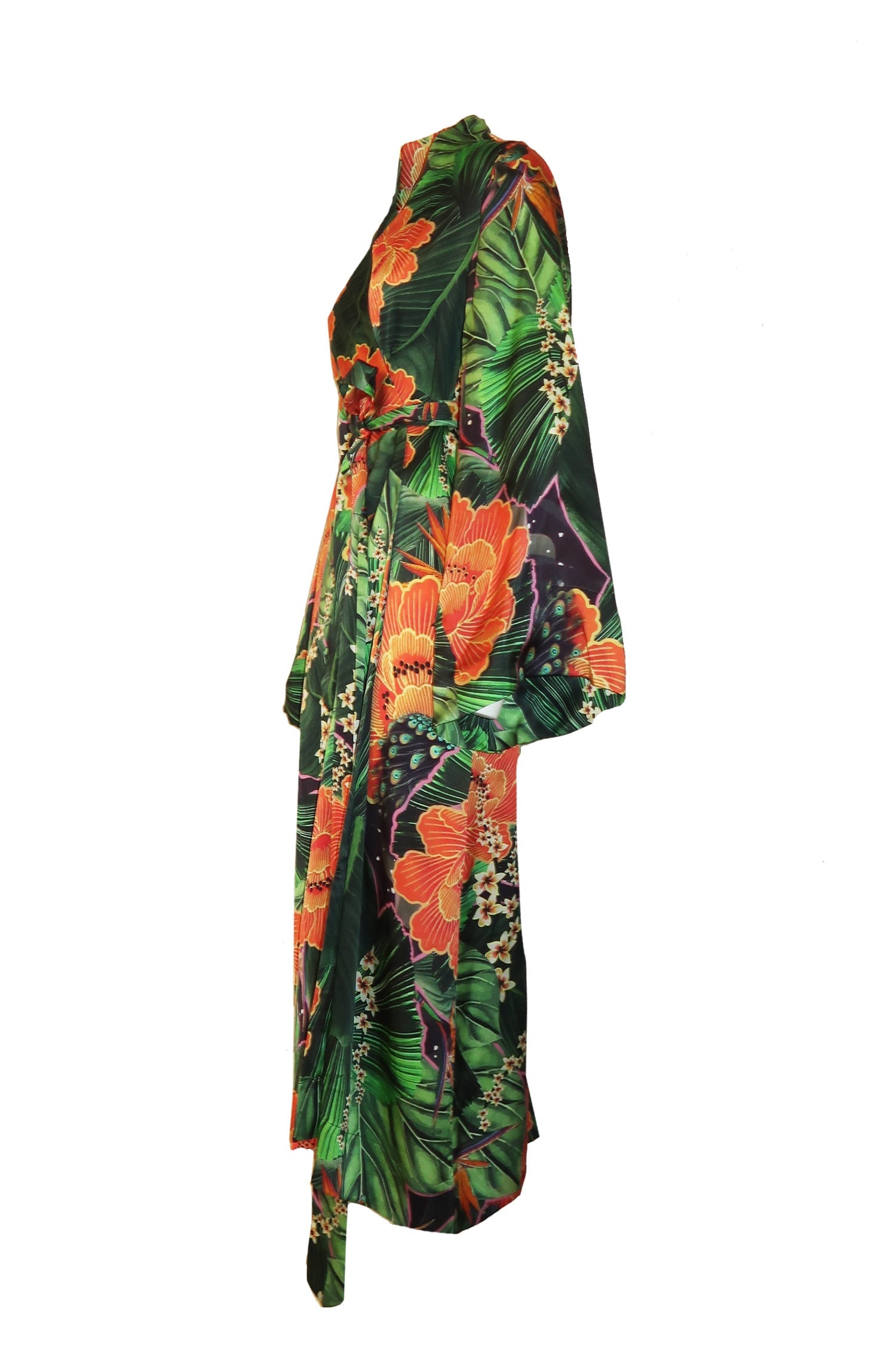 Peacock Palm Silk Robe - Mode & Affaire