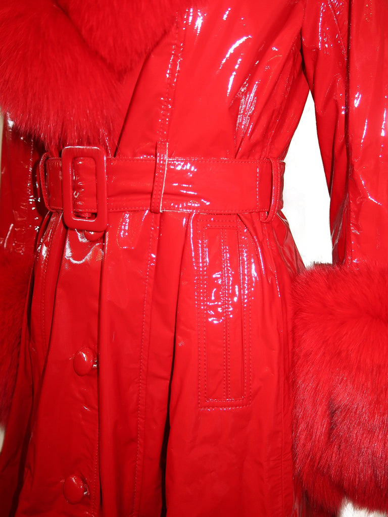 London Patent Coat in Ruby - Mode & Affaire