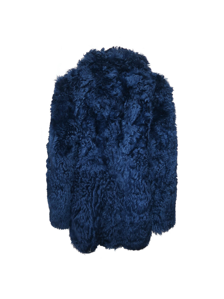 The Bay Shearling Coat in Petrol Blue - Mode & Affaire