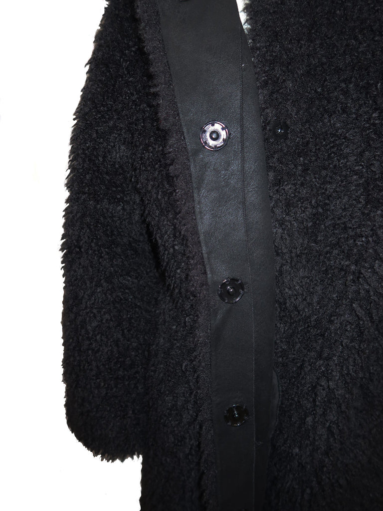 The South Faux Shearling Coat in Onyx - Mode & Affaire