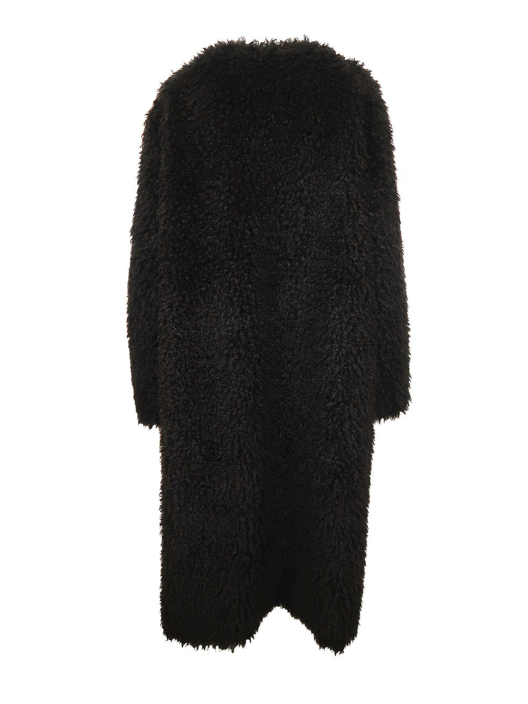 The South Faux Shearling Coat in Onyx - Mode & Affaire
