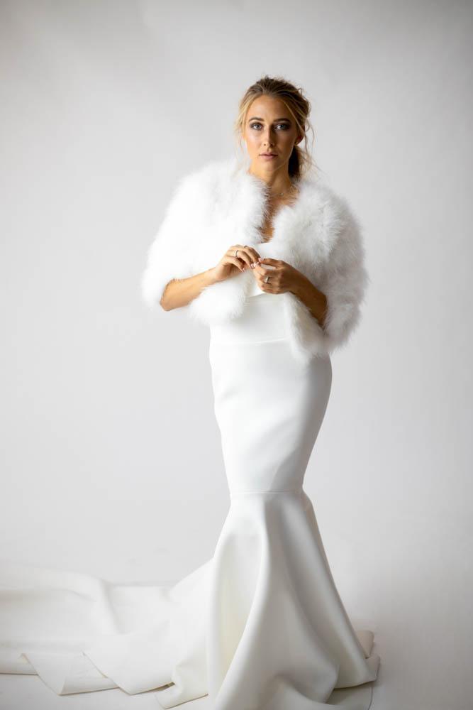 Plume Winter Wedding Jacket in Snow - Mode & Affaire