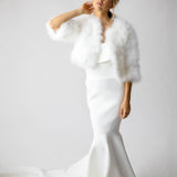 Plume Winter Wedding Jacket in Snow - Mode & Affaire
