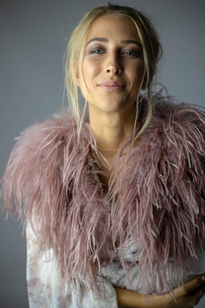 Ostrich Feather Bolero in French Rose - Mode & Affaire