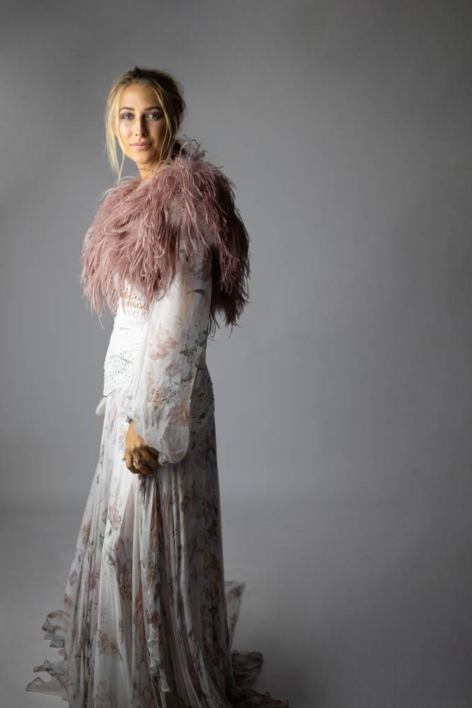 Ostrich Feather Bolero in French Rose - Mode & Affaire