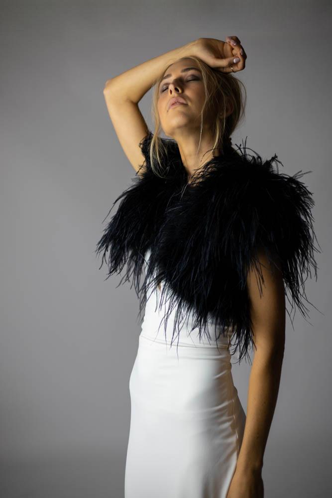 Ostrich Feather Bolero Onyx - Mode & Affaire