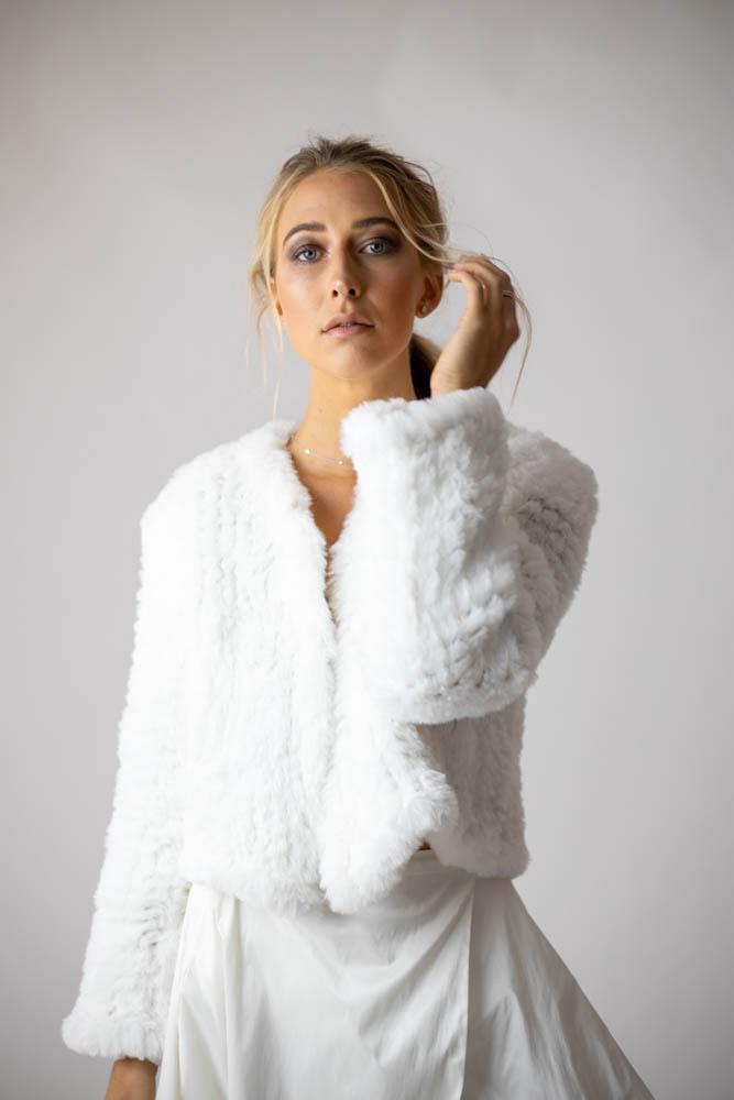 Macie Faux Jacket Long Sleeve in Snow - Mode & Affaire