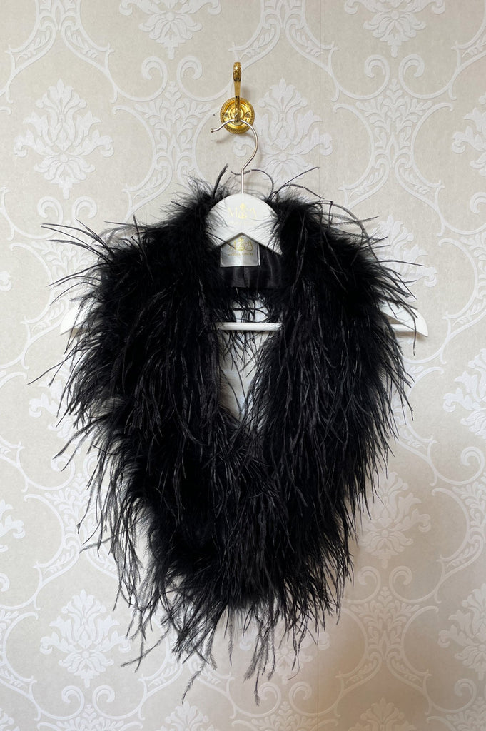 Delphine Ostrich Feather Collar in Onyx - Mode & Affaire