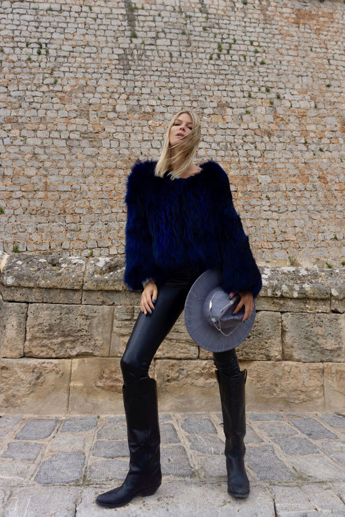 Exotique Real Fur Jacket in Midnight - Mode & Affaire