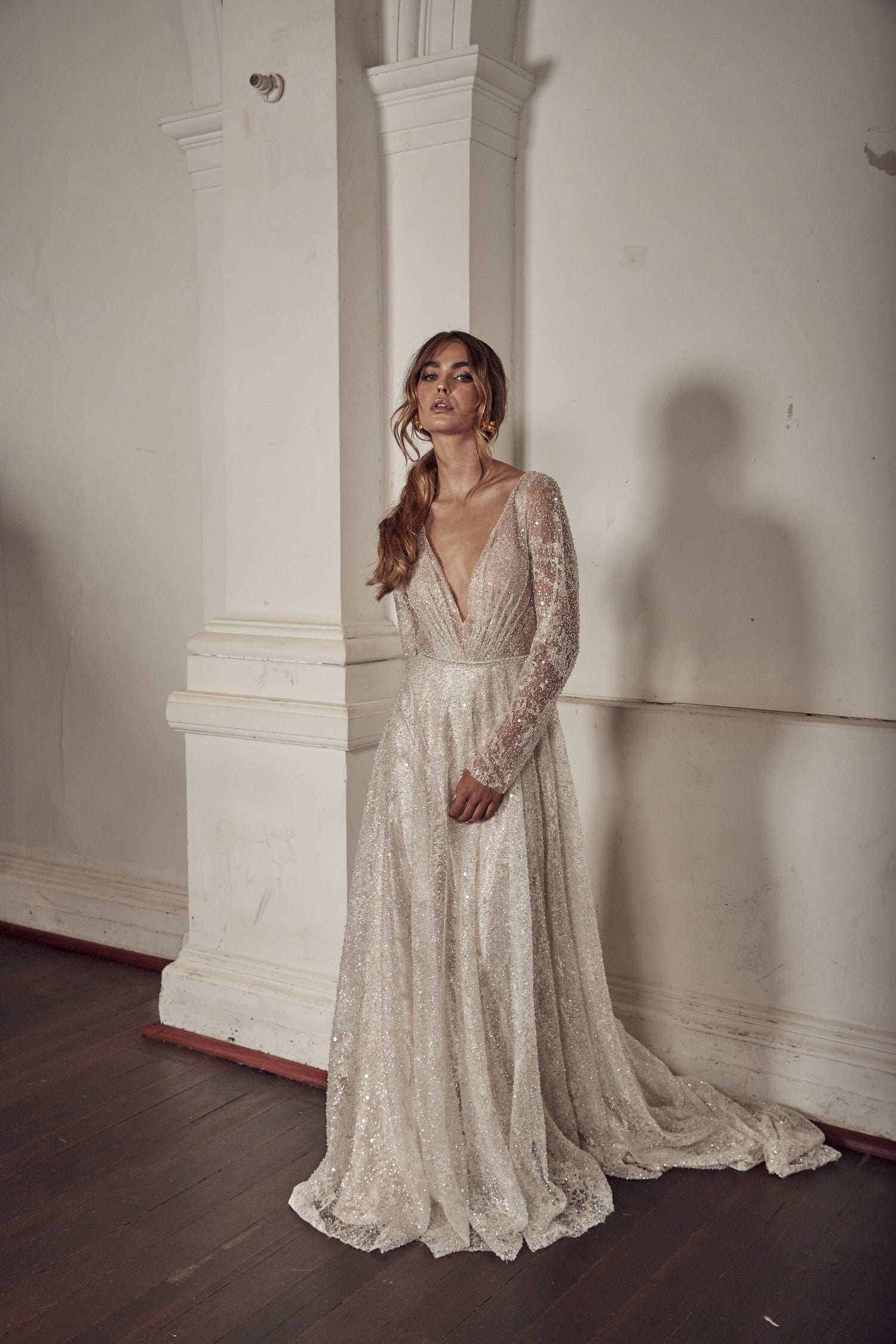 Isola Long Sleeve Beaded Gown - Mode & Affaire