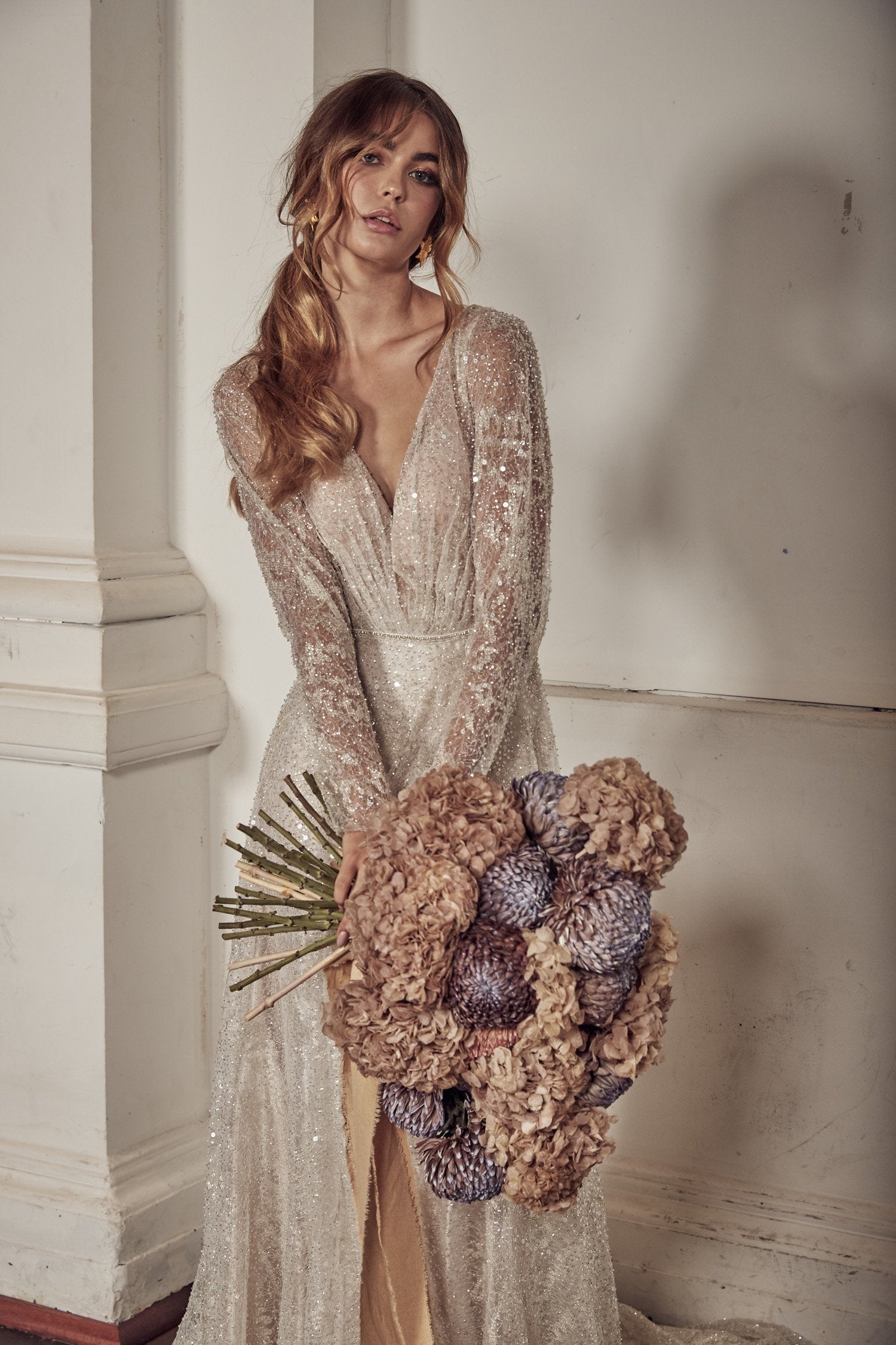 Isola Long Sleeve Beaded Gown - Mode & Affaire