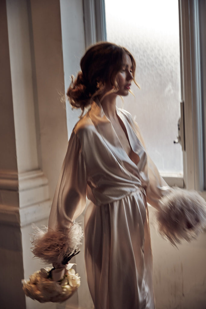 Peggy Bridal Robe in Blush - Mode & Affaire