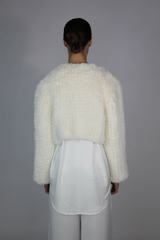 Macie Faux Jacket Long Sleeve in Ivory - Mode & Affaire