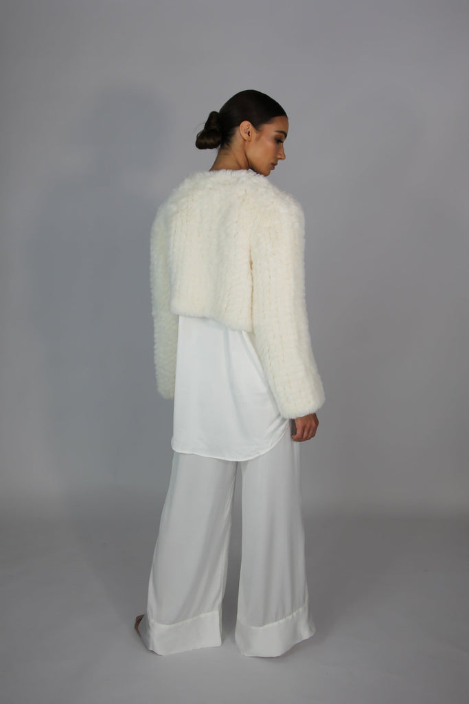 Macie Faux Jacket Long Sleeve in Ivory - Mode & Affaire