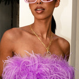 'Night Fever' Strapless Feather Top Wisteria - Mode & Affaire