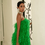 'Last Dance' Strapless Feather Dress Jade - Mode & Affaire