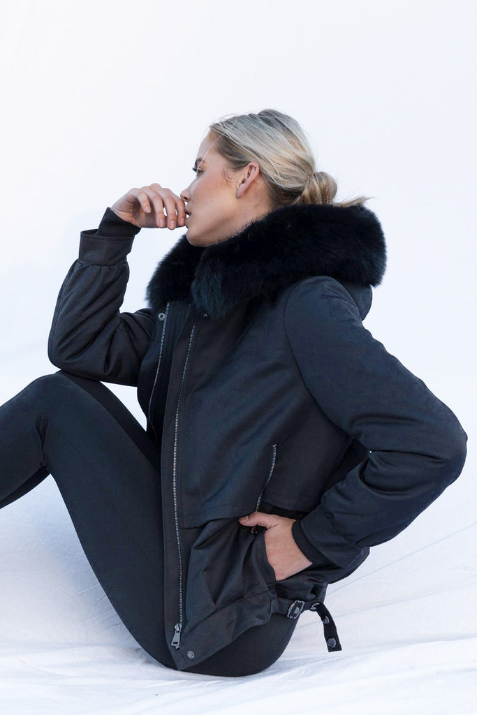 Essential Short Parka in Onyx - Mode & Affaire