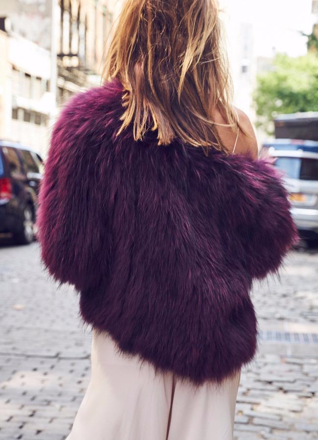 Exotique Winter Fluffy Jacket in Mulberry - Mode & Affaire