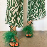 Ostrich Feather Heels in Jade - Mode & Affaire
