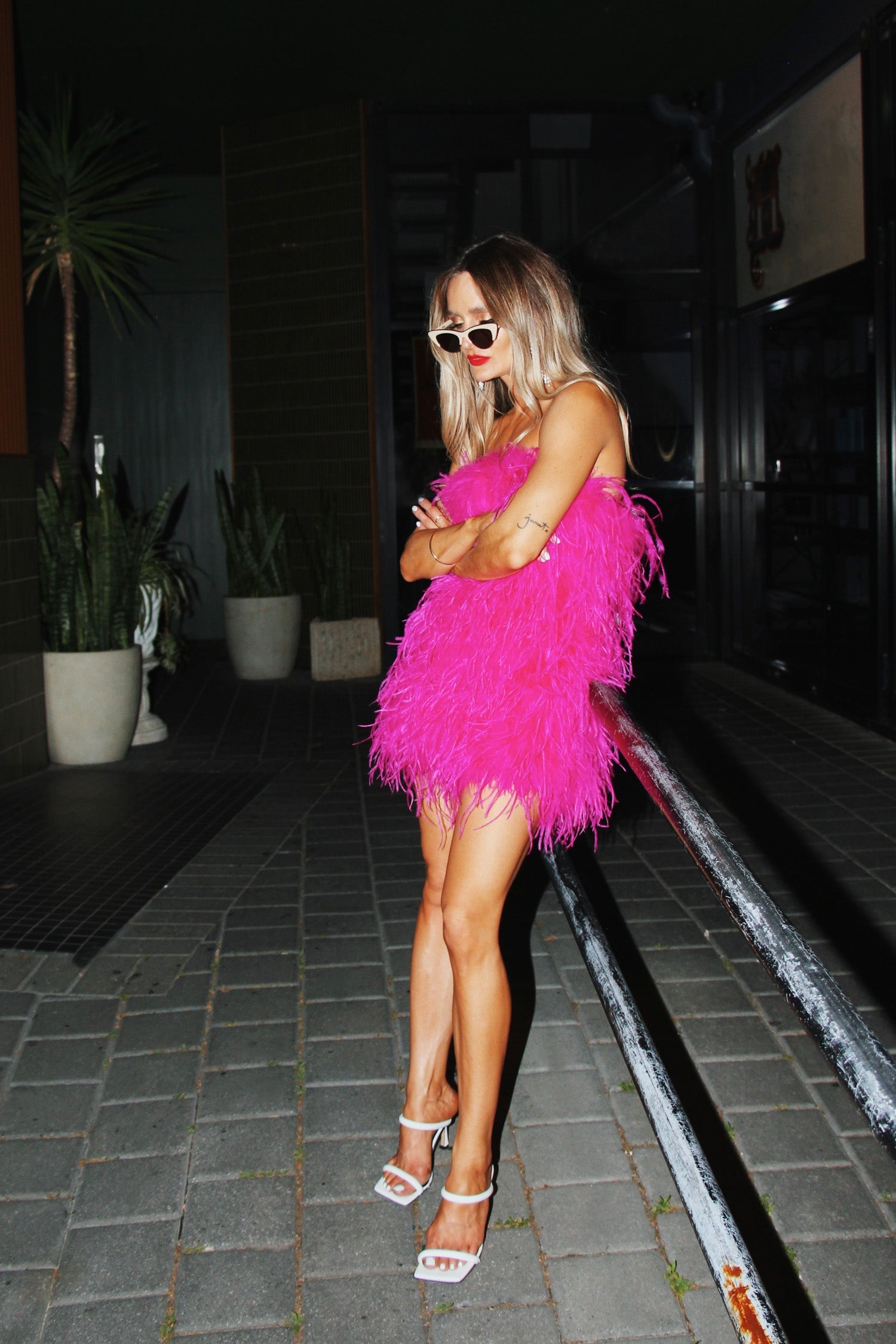 Last Dance' Strapless Feather Dress Hot Pink