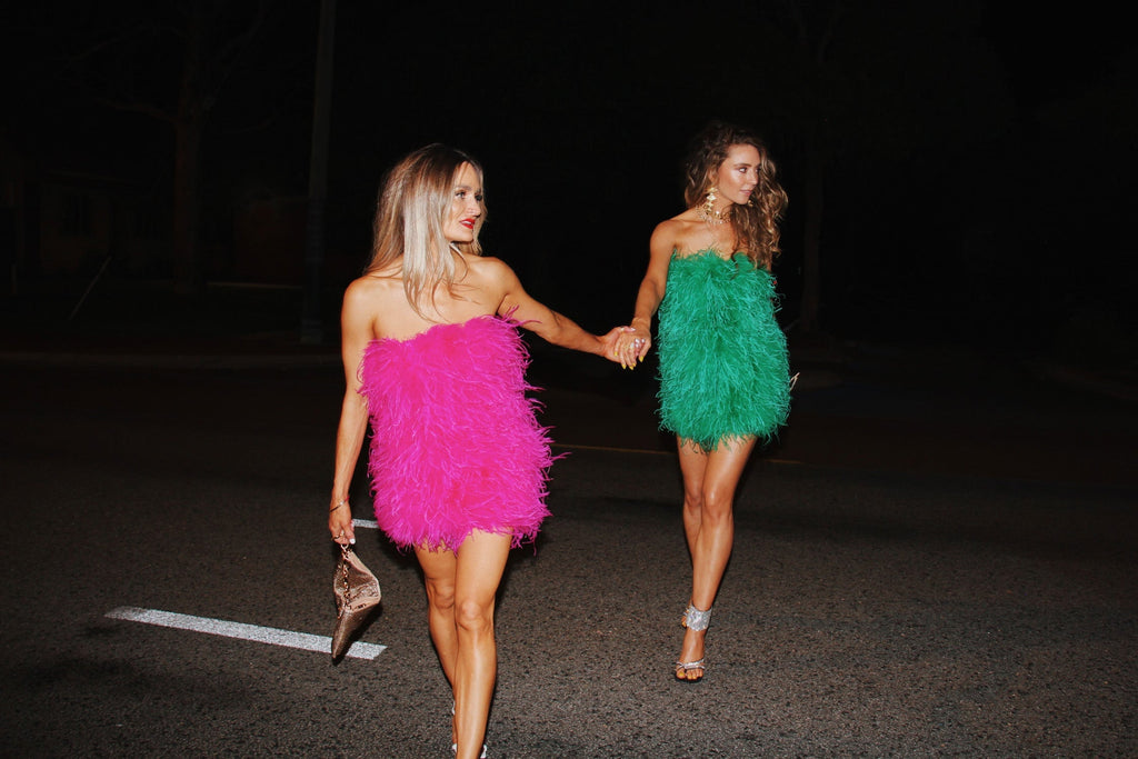 'Last Dance' Strapless Feather Dress Hot Pink - Mode & Affaire