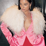 Delphine Ostrich Feather Capelet in Snow - Mode & Affaire