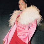 Delphine Ostrich Feather Capelet in Snow - Mode & Affaire
