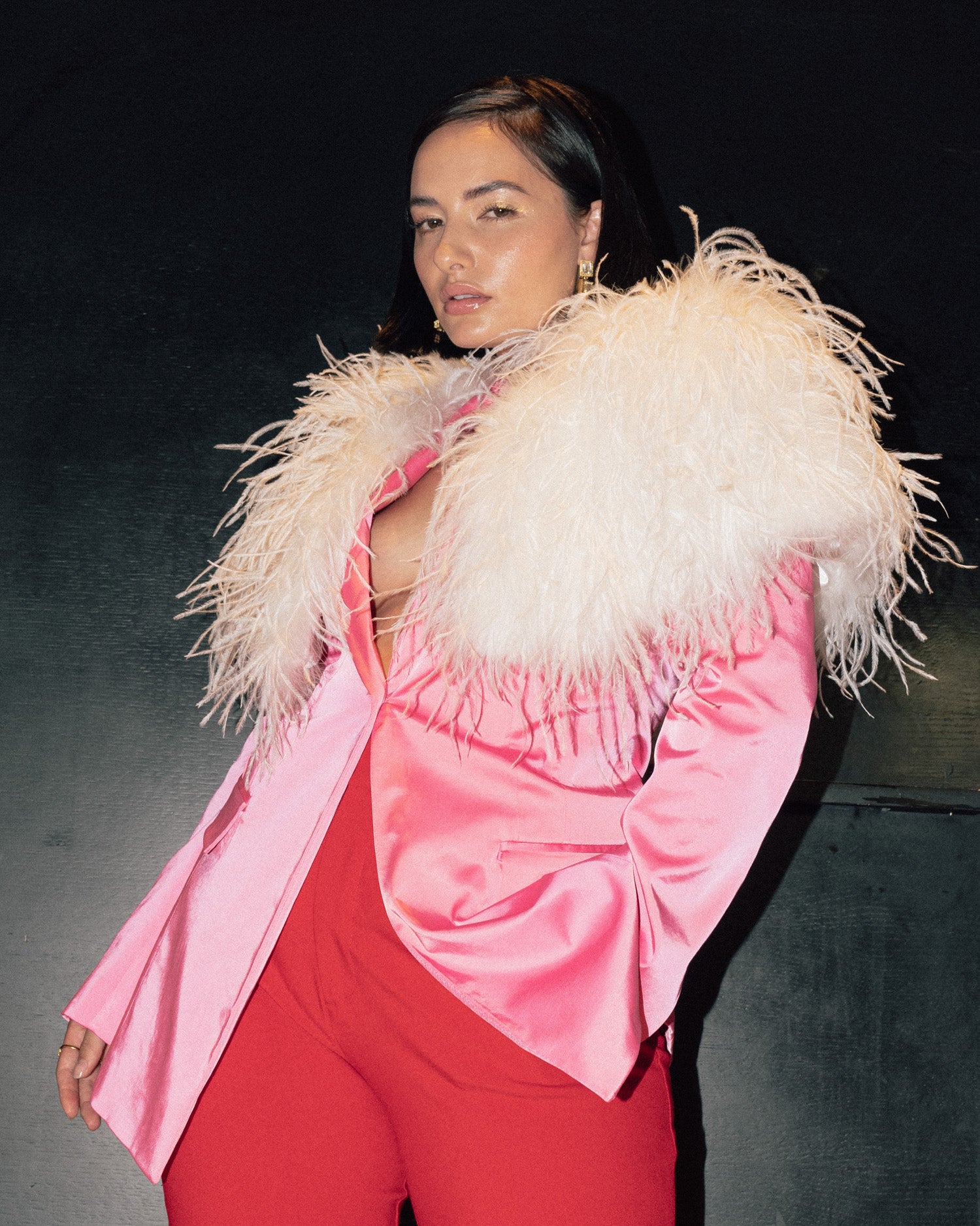 Delphine Ostrich Feather Capelet in Snow - Mode & Affaire