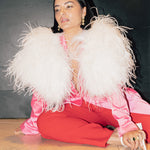 Delphine Ostrich Feather Capelet in Snow - Mode & Affaire