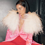 Delphine Ostrich Feather Capelet in Snow - Mode & Affaire