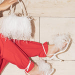 Odessa Ostrich Feather Bag Snow - Mode & Affaire