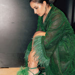 Ostrich Feather Heels in Jade - Mode & Affaire