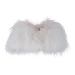Delphine Ostrich Feather Capelet in Snow - Mode & Affaire